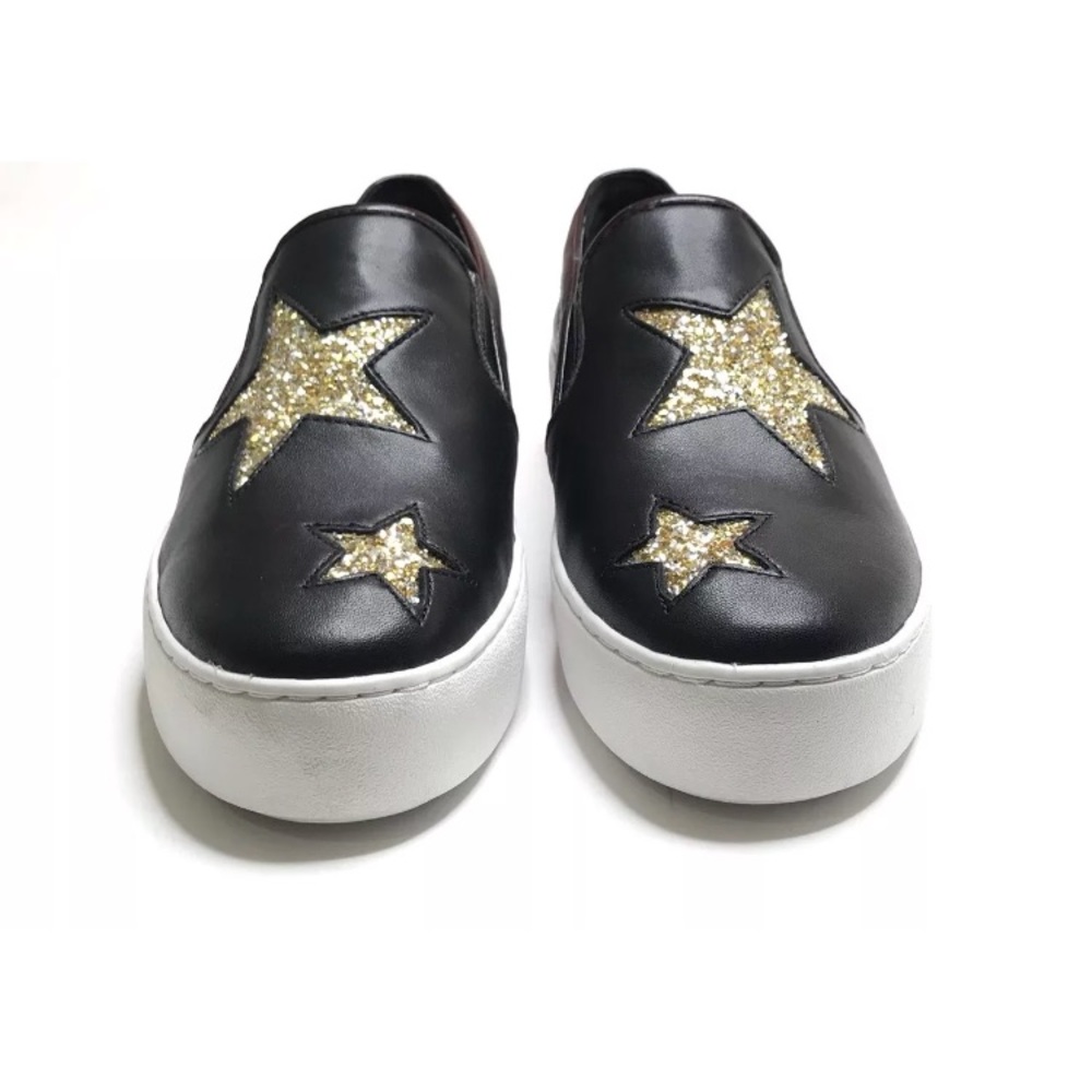 Michael Kors Slip On Shoes NEW Sz 9 Blk Gold Stars - Picture 3 of 7